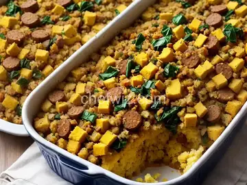 Cornbread Stuffing With Sausage and Collard Greens