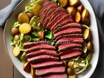 Corned Beef with Crispy Roasted Potatoes and Cabbage