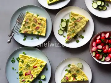 Cottage Cheese Frittata with Cucumber and Radish Dip