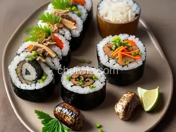 Country-Styled Rolled Sushi with Kampyo (Dried Gourd) and Shiitake