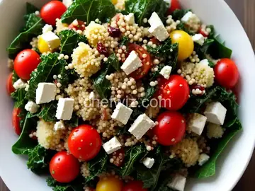 Couscous Salad with Kale, Tomatoes, Cranberries, and Feta
