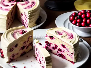 Cranberry Ice Cream Swirl Cake