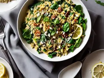 Creamy Lemon Orzo with Winter Greens
