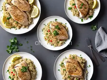 Creamy Lemon-Pepper Orzo with Grilled Chicken