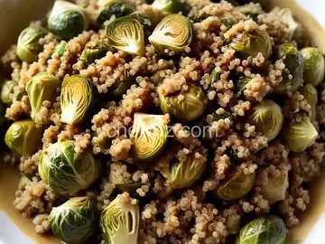 Creamy Roasted Brussels Sprout and Quinoa Gratin