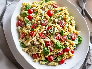 Creamy Summer Pasta Salad with BelGioioso Shaved Parmesan