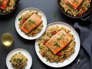 Creamy Sun-Dried Tomato Salmon & Orzo