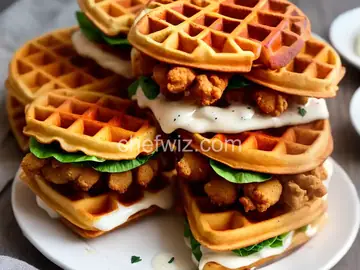 Crispy Chicken and Waffle Sandwiches
