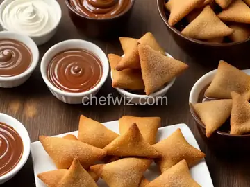 Crispy Cinnamon-Sugar-Coated Cream Cheese Wontons With Nutella-Dulce de Leche Dipping Sauce Recipe