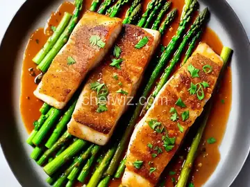 Crispy Miso-Butter Fish With Asparagus