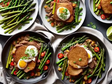 Crispy Pork Shoulder Hash With Charred Asparagus and Serrano Chile Recipe