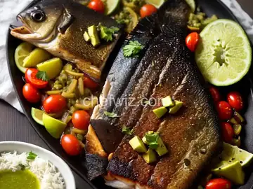 Crispy Skin Black Sea Bass with Avocado, Tomatillo and Fennel Relish