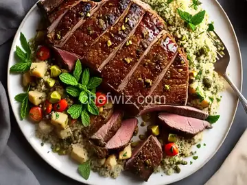 Crown Roast of Lamb With Couscous Stuffing and Pistachio-Mint Sauce Recipe