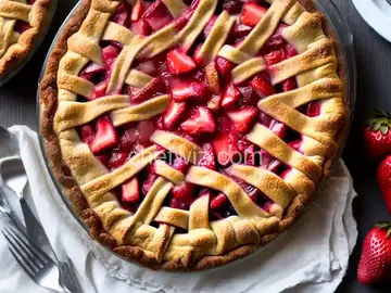 Crumb-Topped Strawberry Rhubarb Pie