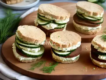 Cucumber and Lemony Dill Cream Cheese Tea Sandwiches