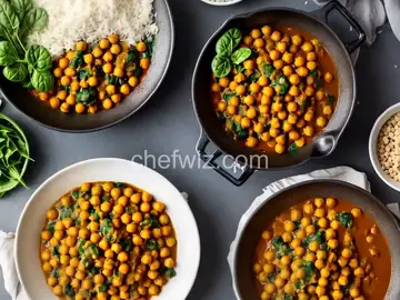 Curried Chickpeas with Spinach and Tomatoes