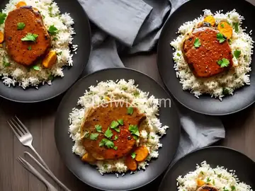 Curried Pork Chops and Cauliflower with Basmati Rice