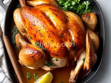 Dad's Roast Chicken -- My Way with a Parsley Lemon Juice Oil