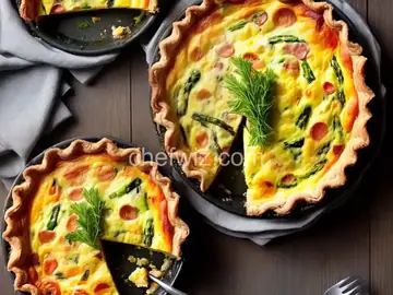 Deep-Dish Ham Quiche with Herb and Asparagus Salad