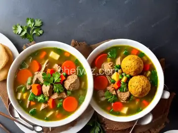 Delicious Turkey Soup with Deep-Fried Stuffing Balls