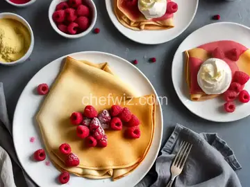 Dessert Crepes with Raspberry Sorbet