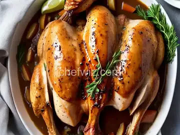 Double-Garlic Roast Chicken With Onion Gravy