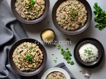 Easy Brown Rice Risotto with Mushrooms and Fresh Oregano