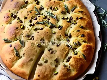 Easy No-Knead Olive-Rosemary Focaccia With Pistachios