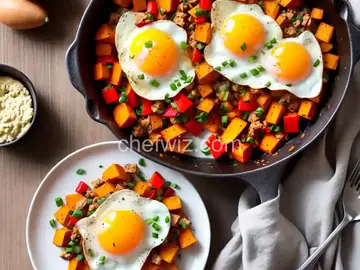 Easy Sweet Potato and Pepper Hash With Eggs Recipe