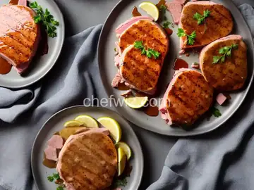 Easy Tasty Ham Steaks with Maple Glaze for Two