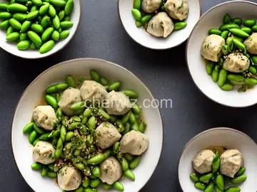 Edamame Dumplings with Truffle Oil