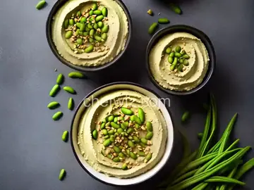 Edamame Hummus with Garlic Scapes