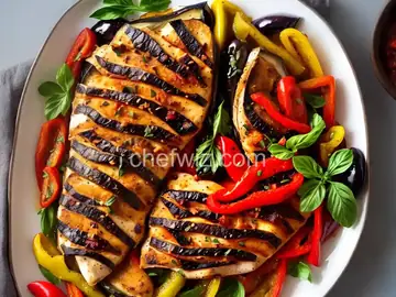Eggplant, Roasted Pepper and Chicken Pitas