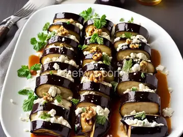 Eggplant Rolls with Ricotta, Walnuts and Mint
