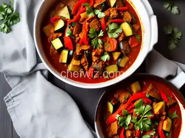 Eggplant, Zucchini, and Sweet Red Pepper Stew