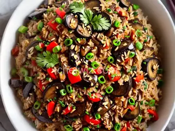 Eggplant and Mushroom Fried Rice