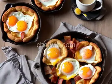 Eggy Puds (Breakfast Yorkshire Puddings With Bacon and Fried Eggs) Recipe