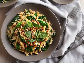 Elegant Orzo with Wilted Spinach and Pine Nuts