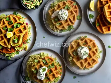 Falafel Waffles with Creamy Lemon Yogurt Slaw