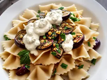 Farfalle with Eggplant Yogurt Sauce