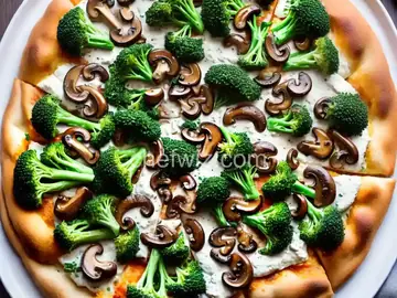 Fast and Easy Ricotta Cheese Pizza with Mushrooms, Broccoli, and Chicken