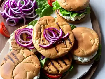 Feta Burgers with Grilled Red Onions