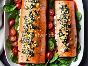 Feta, Spinach & Tomato Stuffed Salmon