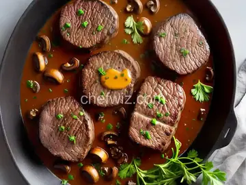 Filet Mignon with Mustard and Mushrooms