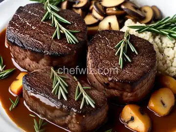 Filet Mignon with Rosemary and Mushroom Gravy