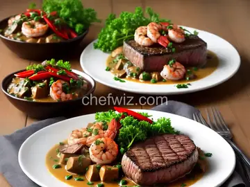 Filet Steak with Shrimp Peppercorn Sauce