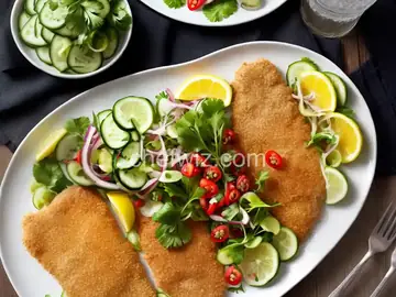 Fish Milanese with Cucumber Ceviche