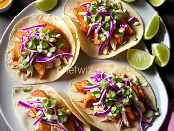 Fish Tacos with Cabbage Slaw and Pickled Red Onions