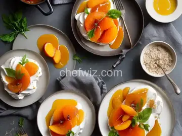 Flambeed Vanilla-Poached Pears with Apricot Sauce