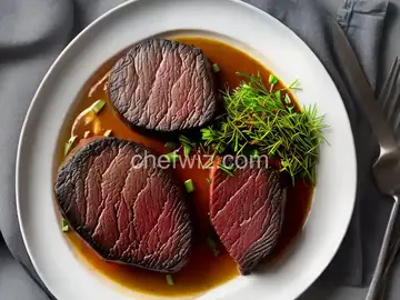 Flaming Filet Mignon with Chive Butter